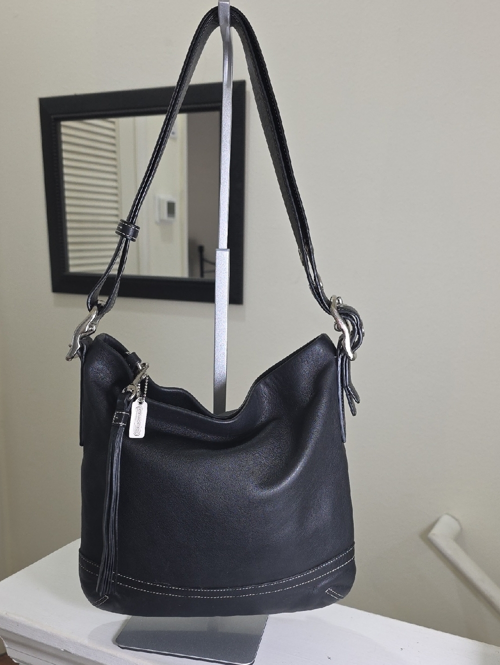 COACH 1415 Vintage 2004 Legacy Slim Black/Silver Smooth Leather Crossbody EUC